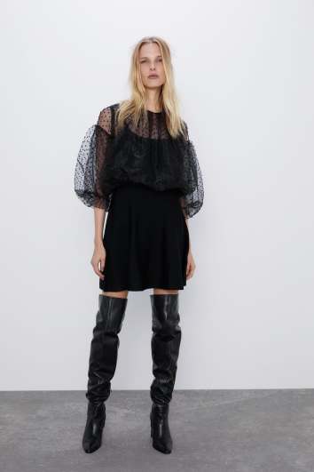 ROBE EN MATIÈRES ASSORTIES PLUMETIS ZARA 39,95 EUR