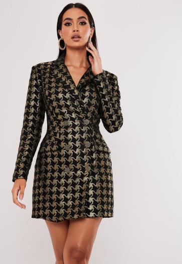robe blazer dorée avec motif pied-de-poule MISSGUIDED 80,99€ mais avec le code "YESPLEASE" -50% elle revient donc à 40,49€